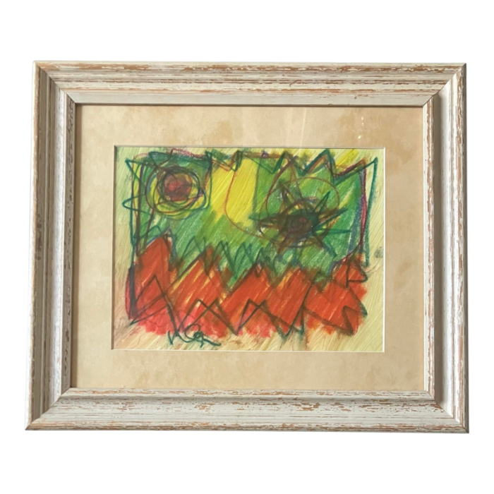 1980s original wayne cunningham abstract pastel drawing 8710