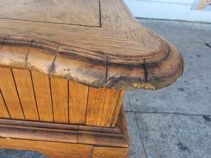 1980s vintage french style oak wood coffee table with two drawers 1245