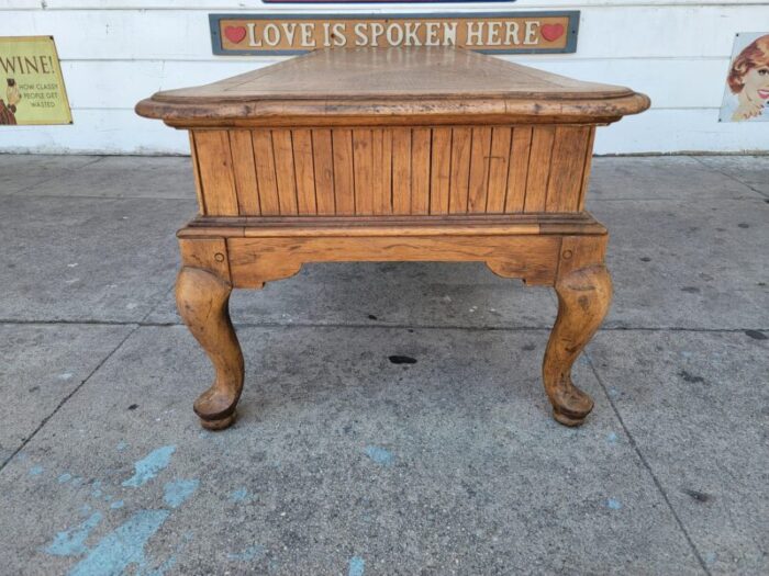 1980s vintage french style oak wood coffee table with two drawers 2584