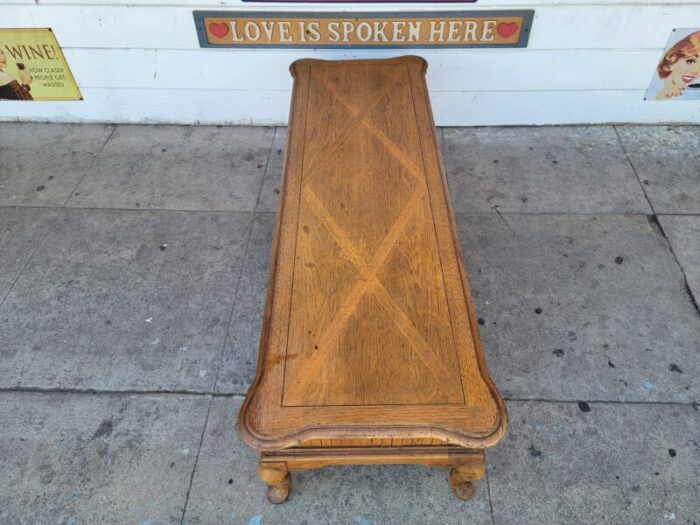 1980s vintage french style oak wood coffee table with two drawers 3500