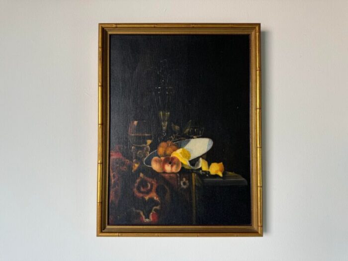 1980s willem kalf reproduction still life oil painting by paul dallas 5837