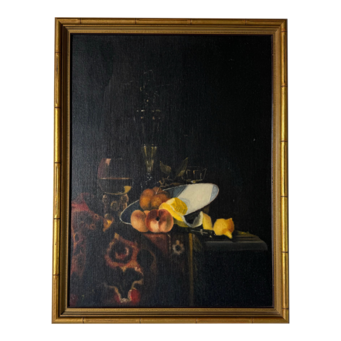 1980s willem kalf reproduction still life oil painting by paul dallas 7238