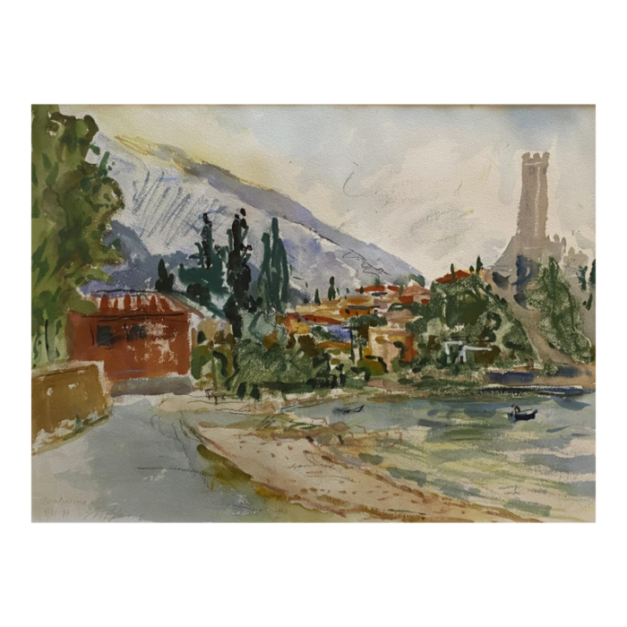 1984 beach at malcesine painting 1361