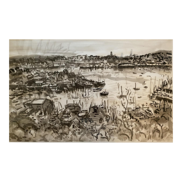 1986 the harbor from banner hill painting 4509