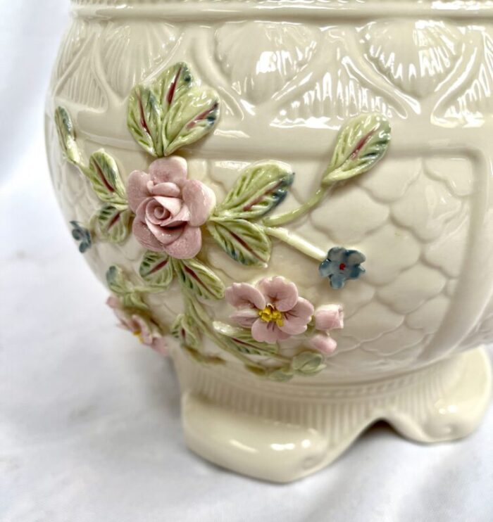 1990s belleek porcelain floral design cachepot 0708