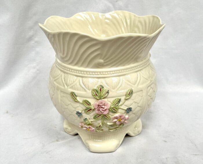 1990s belleek porcelain floral design cachepot 2948