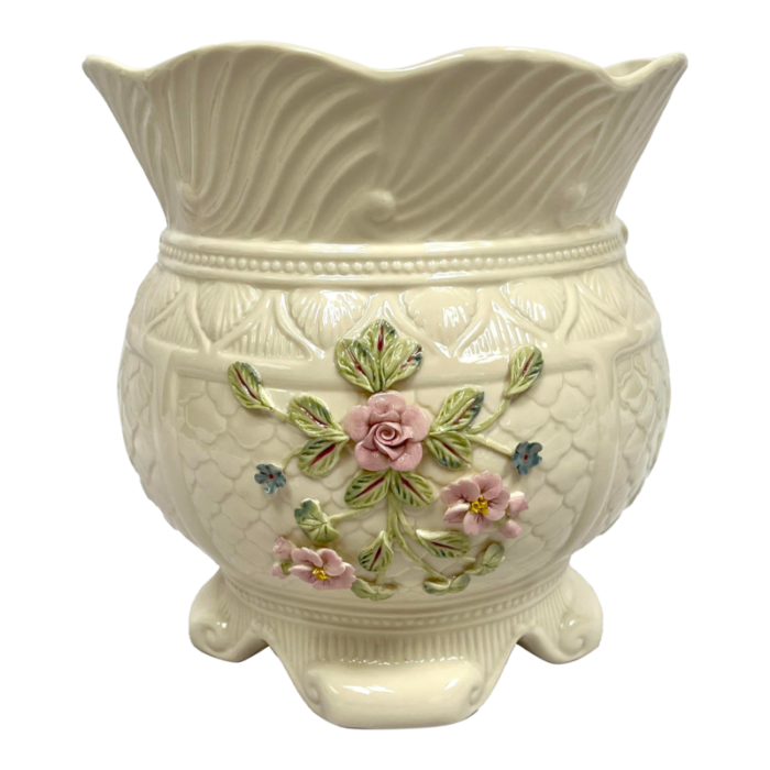 1990s belleek porcelain floral design cachepot 4905