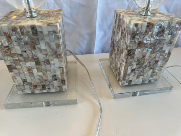 1990s crystal stacked ball table lamps a pair 3791