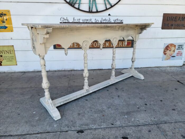 1990s rustic shabby chic wooden console table 4903