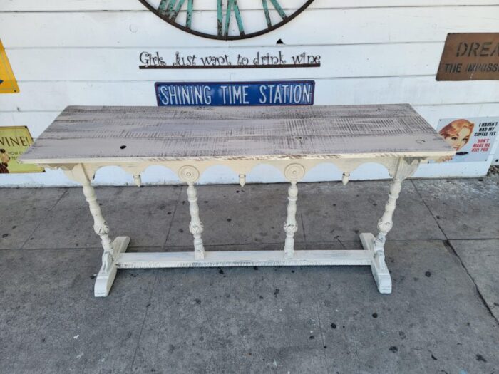 1990s rustic shabby chic wooden console table 7259