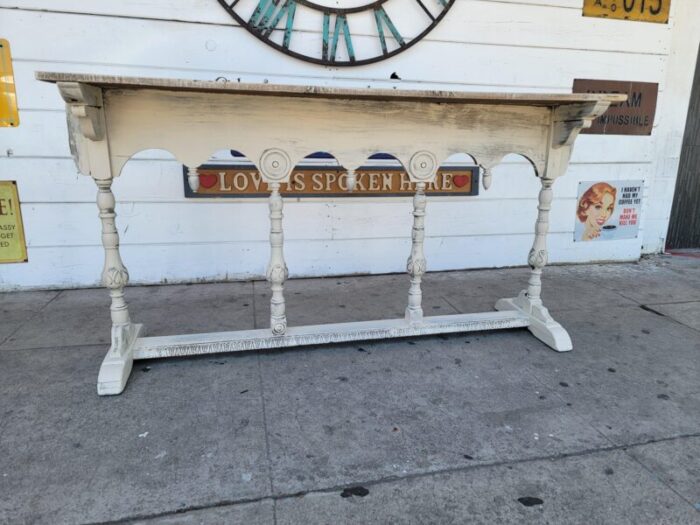 1990s rustic shabby chic wooden console table 7564