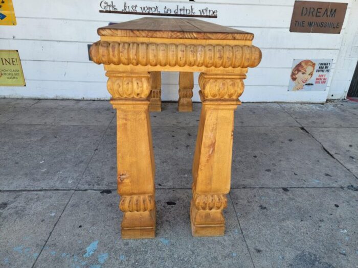 1990s rustic wooden console table 2662