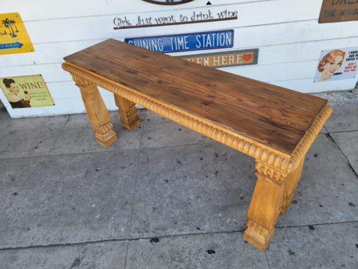 1990s rustic wooden console table 2835