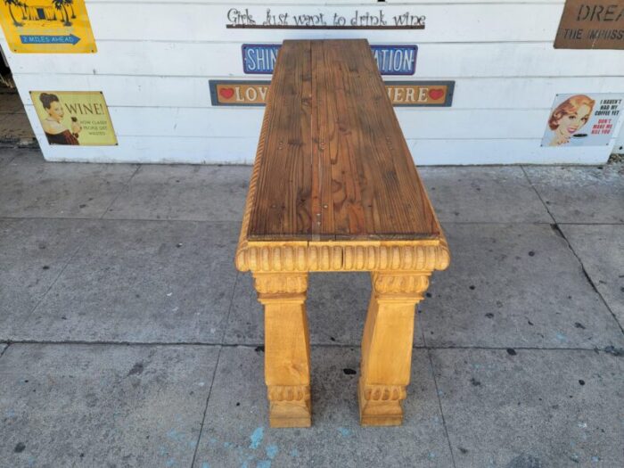 1990s rustic wooden console table 5884