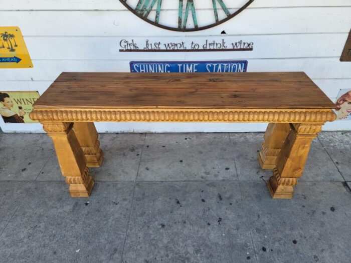 1990s rustic wooden console table 6187