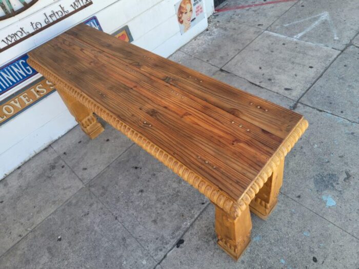 1990s rustic wooden console table 6289