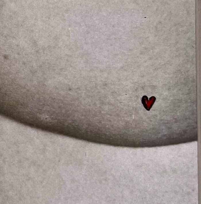 1990s yoko ono photograph butt with red heart tattoo and signature love yoko 2646