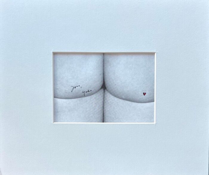 1990s yoko ono photograph butt with red heart tattoo and signature love yoko 6784