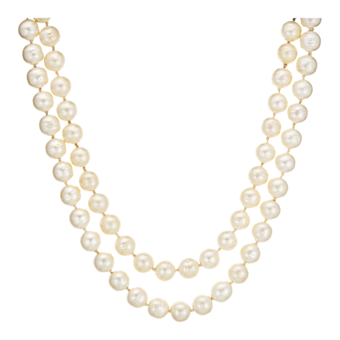 1995 vintage chanel choker necklace double strand 12mm faux pearls gripoix clasp 9824