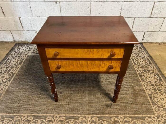 19th century antique american federal style two drawer work table or side table 1690