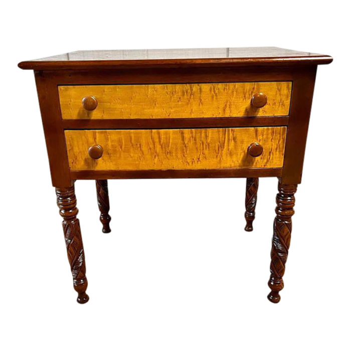 19th century antique american federal style two drawer work table or side table 6990