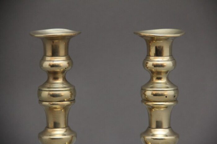 19th century brass candlesticks 1860 set of 2 2