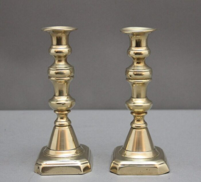 19th century brass candlesticks 1860 set of 2 4