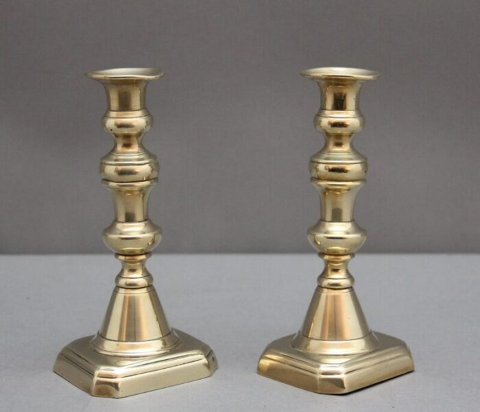 19th century brass candlesticks 1860 set of 2 5