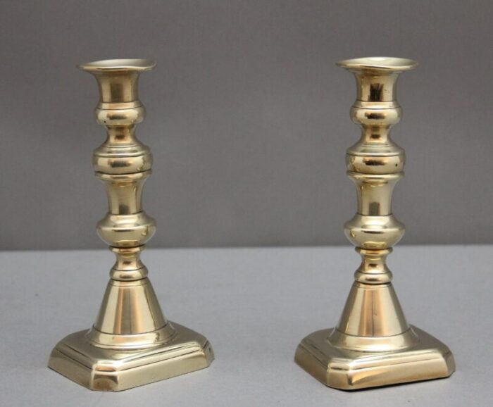 19th century brass candlesticks 1860 set of 2 8