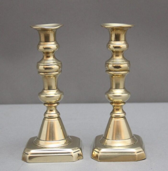 19th century brass candlesticks 1860 set of 2 9