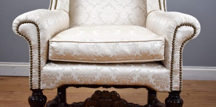 19th century carolean style wing back armchair 5798