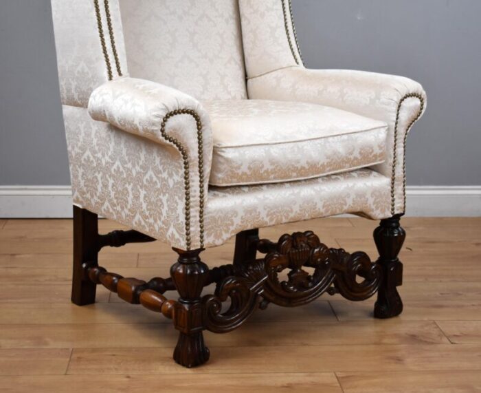 19th century carolean style wing back armchair 6295