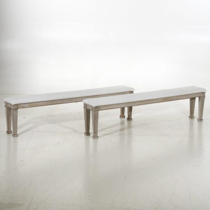 19th century danish freestadning long benches set of 2 4773