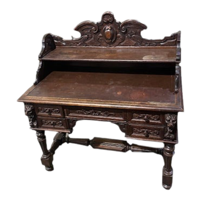 19th century french carved oak desk 6527