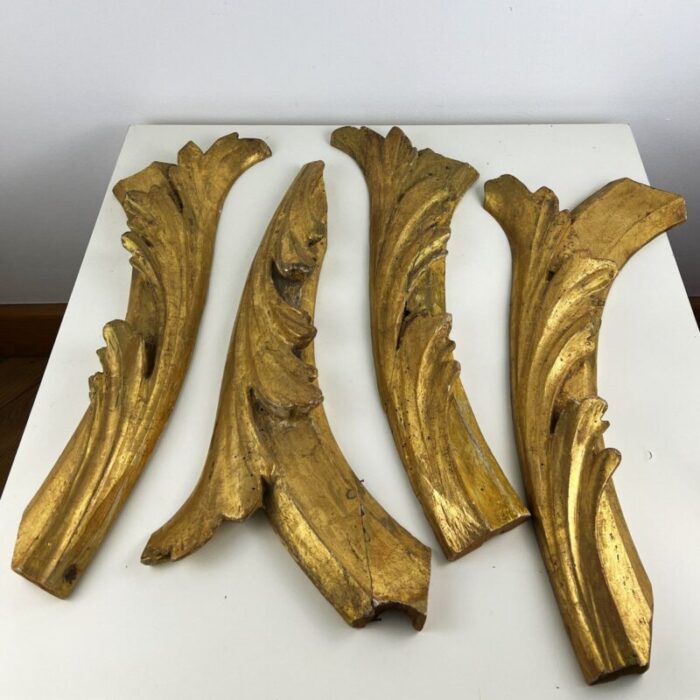 19th century italian gilt wood carving fragments set of 4 2