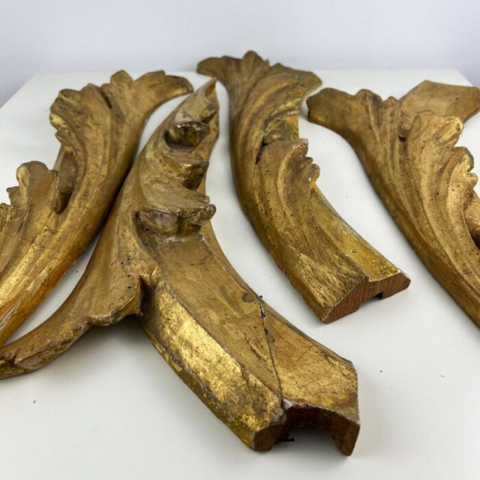 19th century italian gilt wood carving fragments set of 4 4