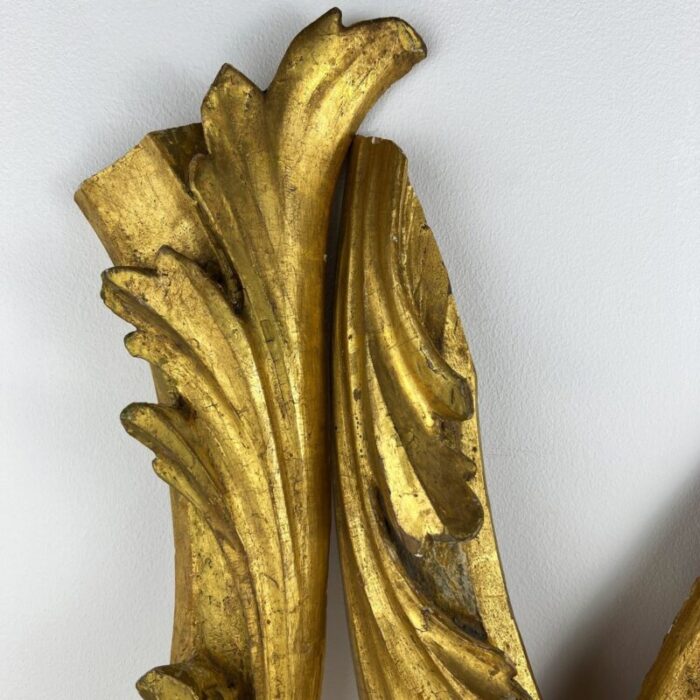 19th century italian gilt wood carving fragments set of 4 7