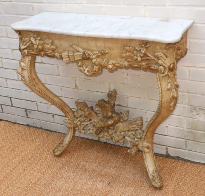 19th century italian rococo marble top console 0307