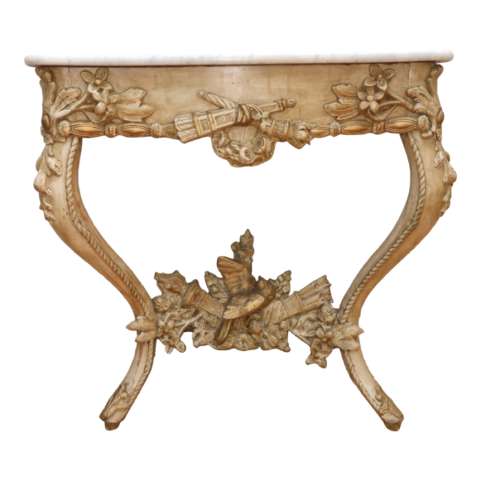 19th century italian rococo marble top console 9155