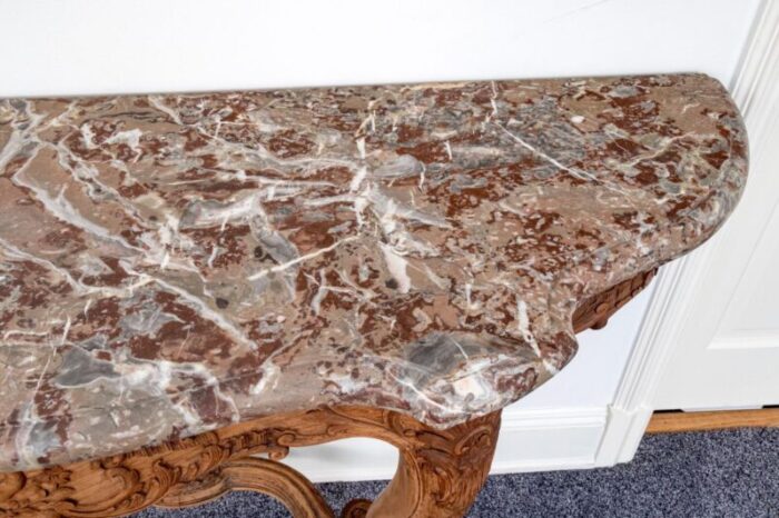 19th century louis xv style marble and carved oak console table 2269