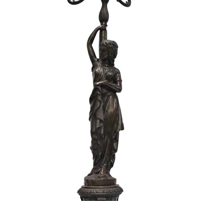 19th century sculptures of la ladies with a candleholders in the arms france set of 2 5