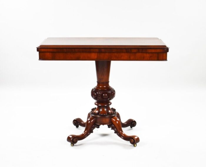 19th century victorian english burr walnut card table 1120