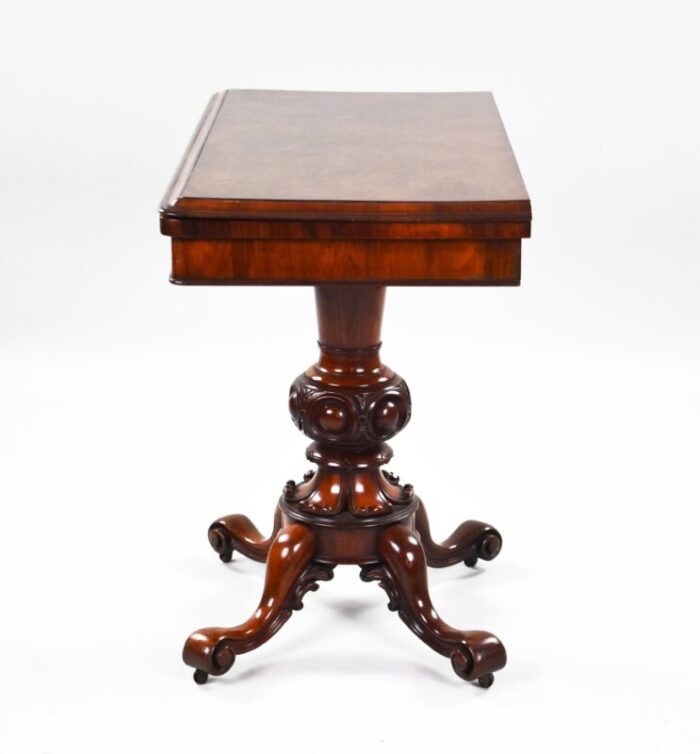 19th century victorian english burr walnut card table 3676