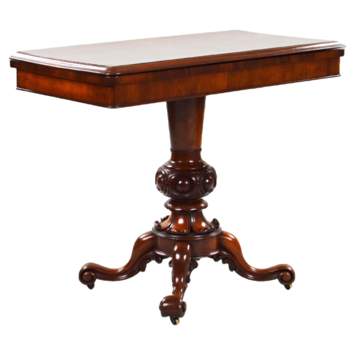 19th century victorian english burr walnut card table 3965