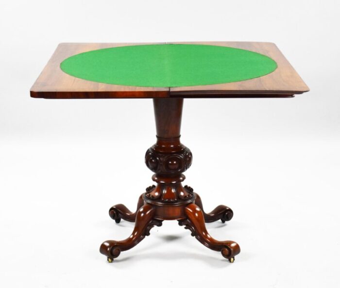 19th century victorian english burr walnut card table 7634