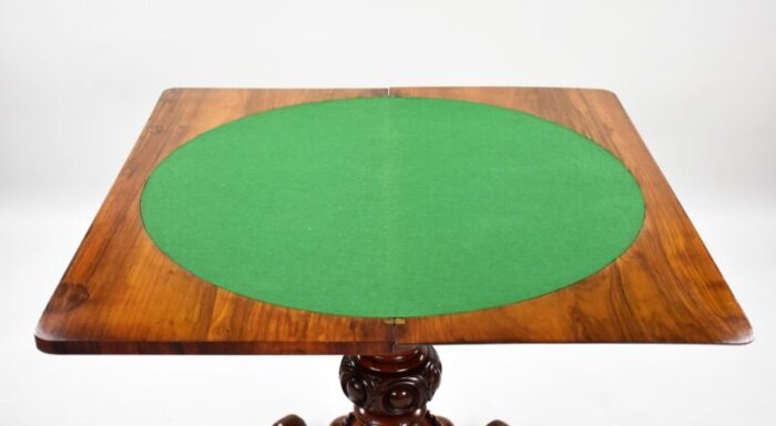 19th century victorian english burr walnut card table 8004