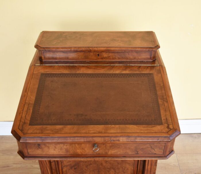 19th century victorian english burr walnut davenport 5351