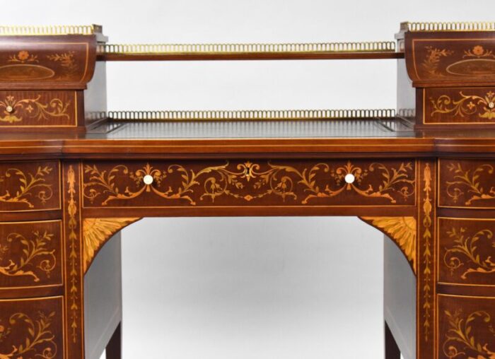 19th century victorian english marquetry inlaid carlton house desk 4534