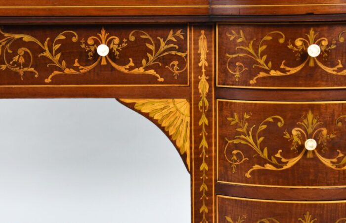 19th century victorian english marquetry inlaid carlton house desk 9706