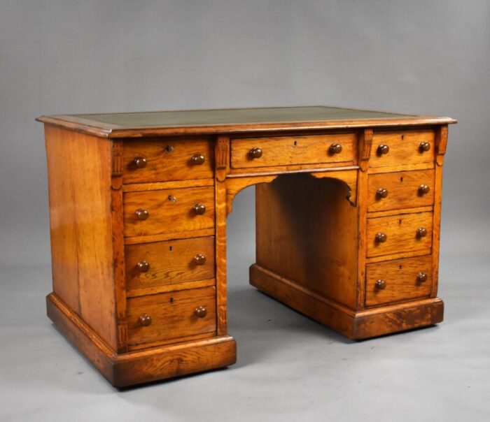 19th century victorian english oak writing desk 6842